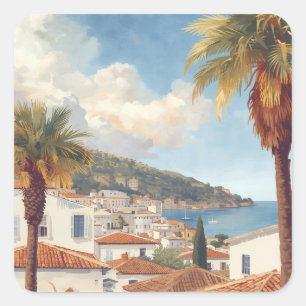Balearische Inseln Vintage Französische Reise Quadratischer Aufkleber