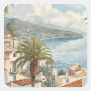 Balearische Inseln Vintage Französische Reise Quadratischer Aufkleber