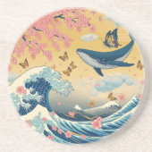 Baleia Celestial entre Cerejeiras – Arte IA Getränkeuntersetzer (Vorne)