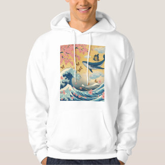 Baleia Celestial entre Cerejeiras – Arte IA Hoodie