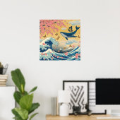 Baleia Celestial entre Cerejeiras – Arte IA Poster (Heimbüro)