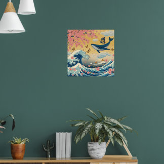 Baleia Celestial entre Cerejeiras – Arte IA Poster