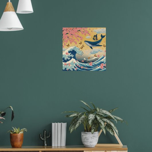 Baleia Celestial entre Cerejeiras – Arte IA Poster (Wohnzimmer 1)