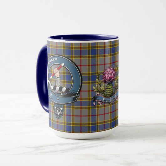 Balfour Clan Abzeichen & Tartan Tasse (Vorderseite Links)