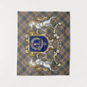 Balfour Clan Abzeichen & Unicorns w/Tartan Wandteppich (Vorderseite)