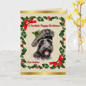 Balfour Scottie Dog Personalisiert Xmas Karte (Gelbe Blume)