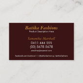 Bali Batika Fashion Modern Design Business Cards Visitenkarte (Rückseite)