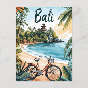 Bali Beach mit Fahrrad - Tropische Reise Postkarte