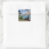 Bali Beach Scene Quadratischer Aufkleber (Tasche)