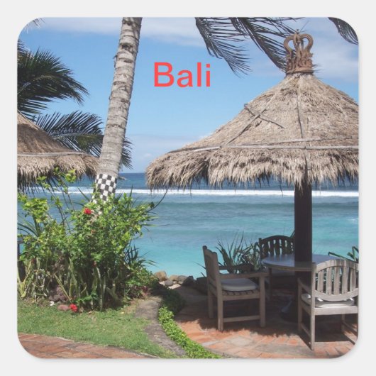 Bali Beach Scene Quadratischer Aufkleber (Vorderseite)