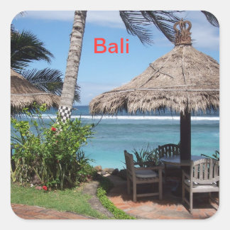 Bali Beach Scene Quadratischer Aufkleber