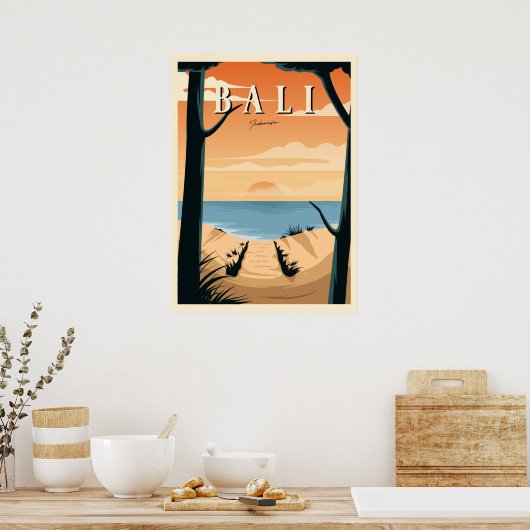 Bali Beach Sunset Vintag Poster (Küche)