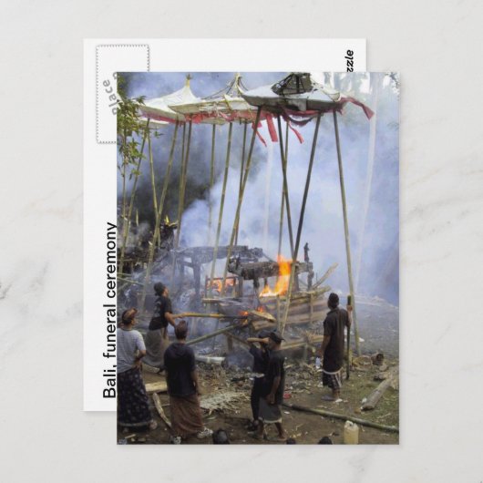 Bali, Beerdigungszeremonie in Bali Postkarte (Vorne/Hinten)