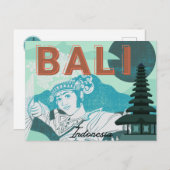 Bali Dancer Green Tone Holiday Postcard Postkarte (Vorne/Hinten)