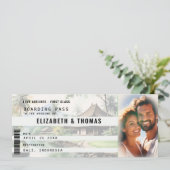 Bali Destination Boarding Pass Green Foto Wedding Einladung (Stehend Vorderseite)