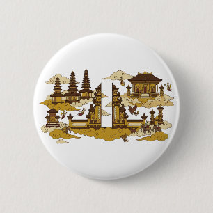 Bali Heiliger Tempel Kahyangan Himmel Illustration Button