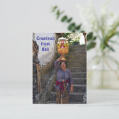 Bali Hindu Frau mit Obst Postkarte (Stehend Vorderseite)