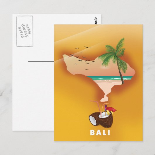 Bali illustrierte Karte (Vorne/Hinten)
