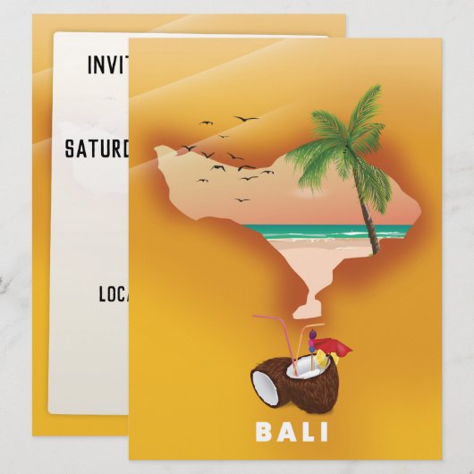 Bali illustrierte Karte (Vorne/Hinten)
