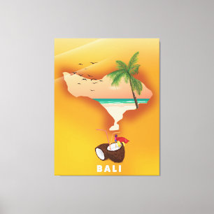 Bali illustrierte Karte Leinwanddruck