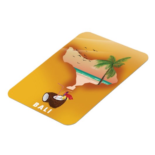 Bali illustrierte Karte Magnet (Linke Seite)
