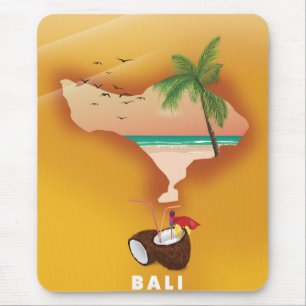 Bali illustrierte Karte Mousepad