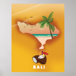 Bali illustrierte Karte Poster