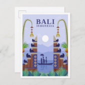 Bali Indonesia Art Travel Illustration Postkarte (Vorne/Hinten)