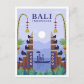 Bali Indonesia Art Travel Illustration Postkarte (Vorderseite)