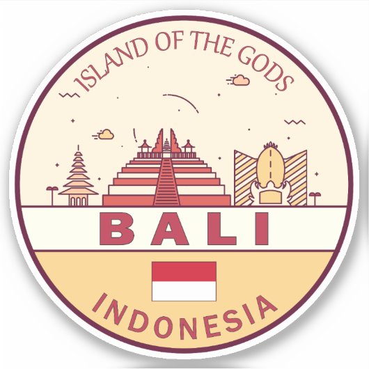 Bali Indonesia City Skyline Emblem Aufkleber (Vorderseite)