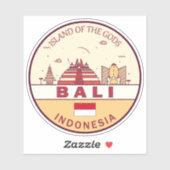 Bali Indonesia City Skyline Emblem Aufkleber (Blatt)