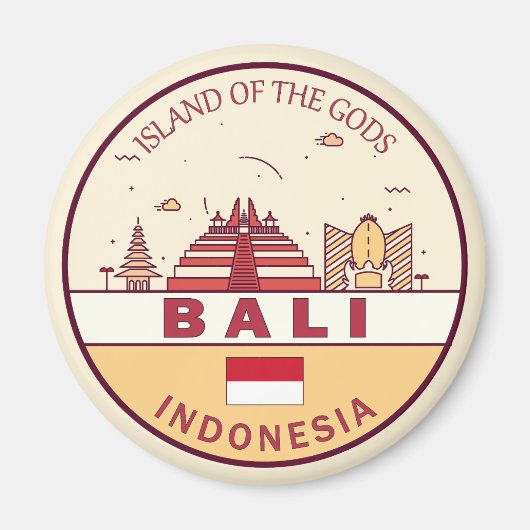 Bali Indonesia City Skyline Emblem Magnet (Vorne)