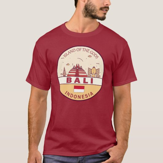 Bali Indonesia City Skyline Emblem T-Shirt (Vorderseite)