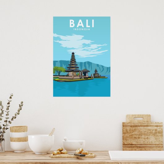 Bali Indonesia Illustration Travel Poster (Küche)