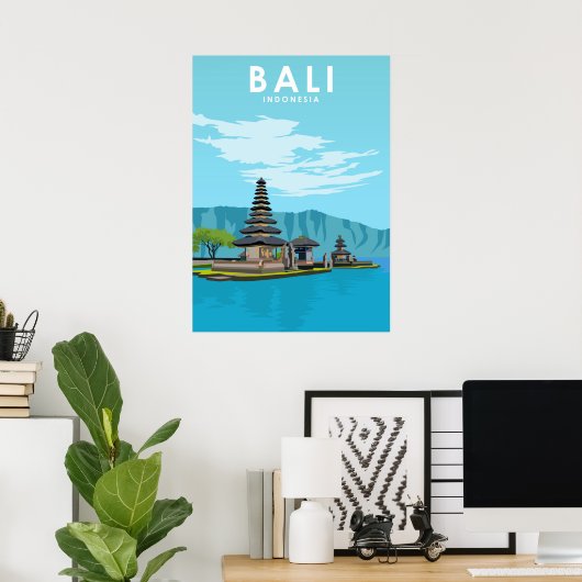 Bali Indonesia Illustration Travel Poster (Heimbüro)