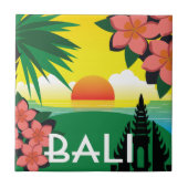 Bali Indonesia Illustration Vintager Stil Fliese (Vorderseite)