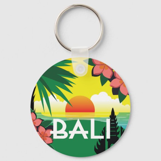 Bali Indonesia memento Vintage Reisestil Schlüsselanhänger (Vorderseite)