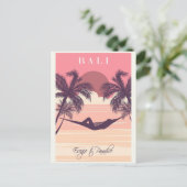 Bali Indonesia Pink Vintag Beach Travel Postkarte (Stehend Vorderseite)