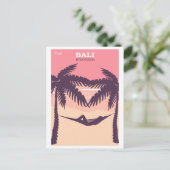 Bali Indonesia Pink Vintage Travel Poster Postkarte (Stehend Vorderseite)