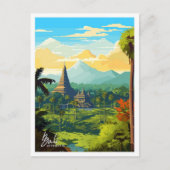 Bali Indonesia Reise Vintag Illustration Postkarte (Vorderseite)
