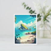 Bali Indonesia Reisen Vintag Illustration Postkarte (Stehend Vorderseite)