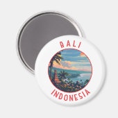 Bali Indonesia Retro Distressed Circle Magnet (Vorderseite/Rückseite)