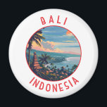Bali Indonesia Retro Distressed Circle Magnet<br><div class="desc">Bali Retro Vektor Reise Design. Bali ist eine Insel in Südostasien,  die für ihre Strände,  Tempel und Kultur bekannt ist. Es ist auch Zuhause für das Meeresleben,  Safariparks und Kunst.</div>