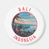 Bali Indonesia Retro Distressed Circle Magnet (Vorne)