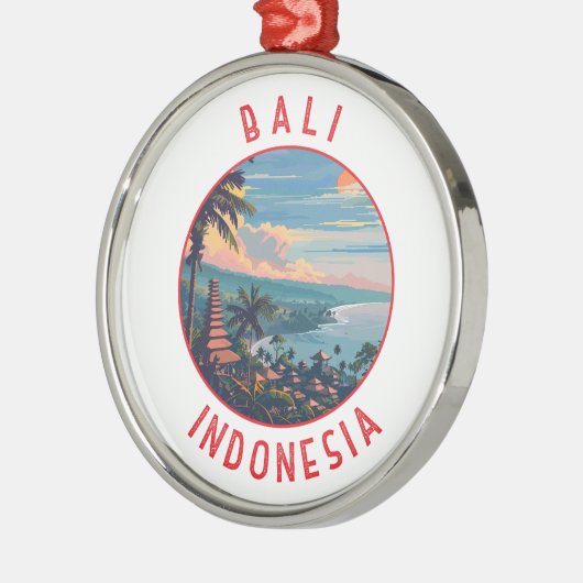 Bali Indonesia Retro Distressed Circle Ornament Aus Metall (Links)