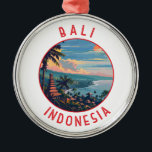 Bali Indonesia Retro Distressed Circle Ornament Aus Metall<br><div class="desc">Bali Retro Vektor Reise Design. Bali ist eine Insel in Südostasien,  die für ihre Strände,  Tempel und Kultur bekannt ist. Es ist auch Zuhause für das Meeresleben,  Safariparks und Kunst.</div>