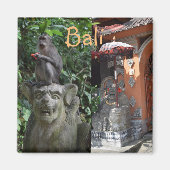 Bali Indonesia Temple Monkey und Statues Magnet (Vorne)