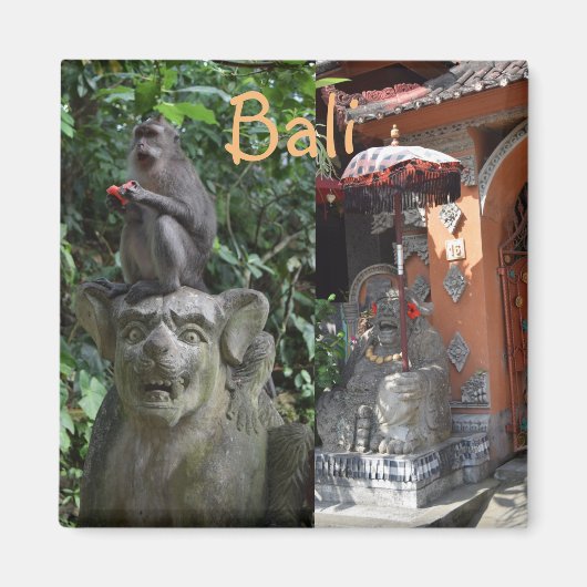 Bali Indonesia Temple Monkey und Statues Magnet (Vorne)