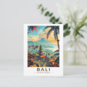 Bali Indonesia Temples Reisen Art Vintag Postkarte (Stehend Vorderseite)