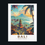 Bali Indonesia Temples Reisen Art Vintag Postkarte<br><div class="desc">Bali Retro Vektor Reise Design. Bali ist eine Insel in Südostasien,  die für ihre Strände,  Tempel und Kultur bekannt ist. Es ist auch Zuhause für das Meeresleben,  Safariparks und Kunst.</div>